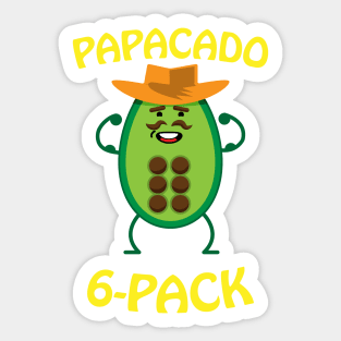 Papacado 6 Pack Dad Avocado Cute Workout Sticker